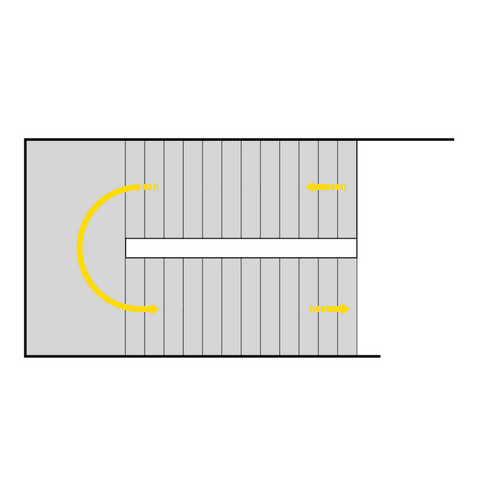 zweiläufig gegenläufige Treppe mit Zwischenpodest